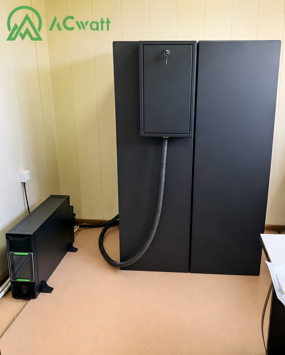 ACwatt UPS with external battery cabinets at a manufacturing facility