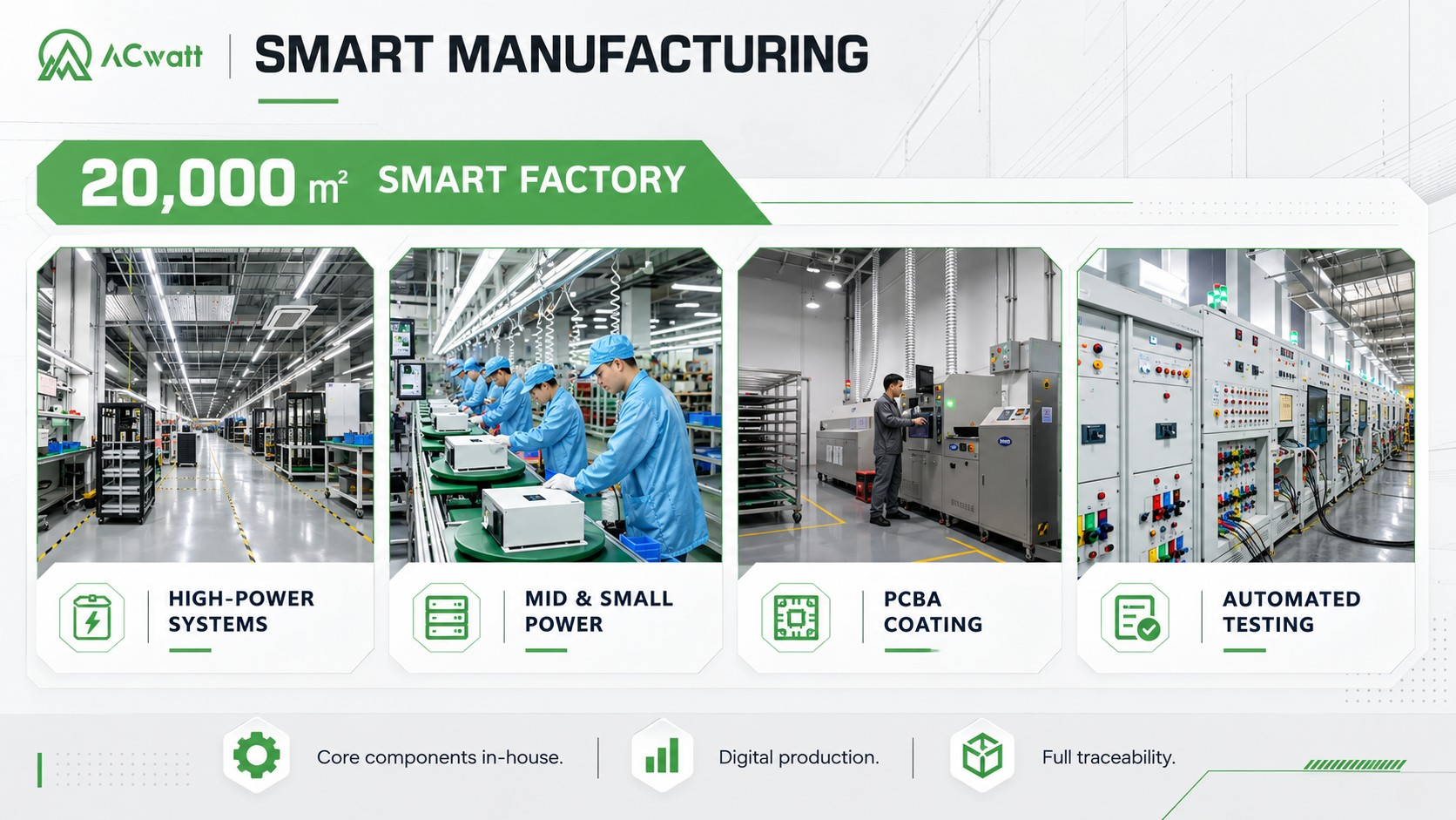 ACwatt 20000 sqm smart factory production line for UPS and digital energy equipment quality inspection