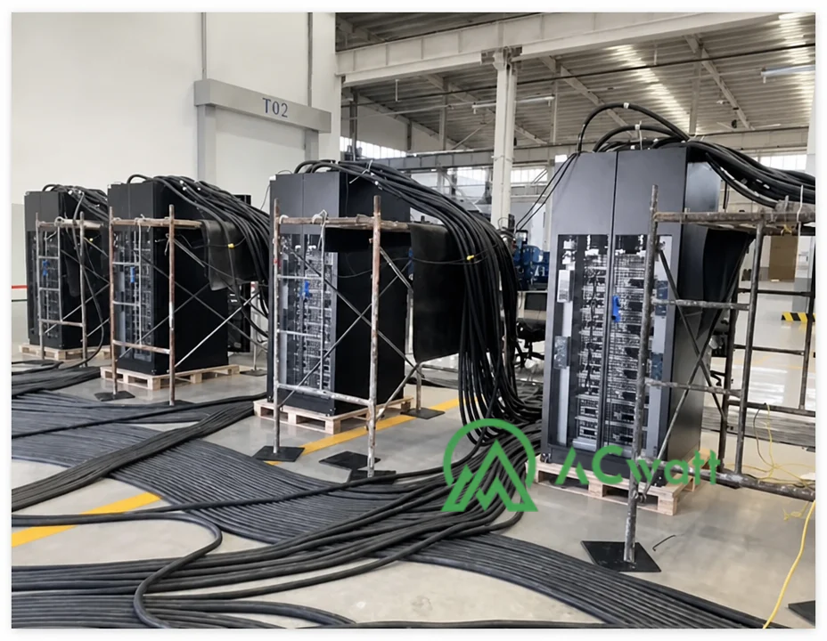 ACwatt 2.4 MW diesel-lithium hybrid power system test setup