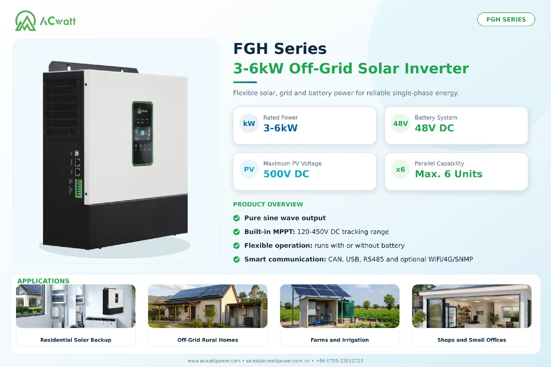 FGH Series 3&ndash;6kW Off-Grid Solar Inverter